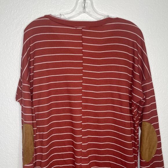 White Birch Womens Top Size M Burnt Orange Striped V-Neck Long Sleeve - Picture 14 of 16
